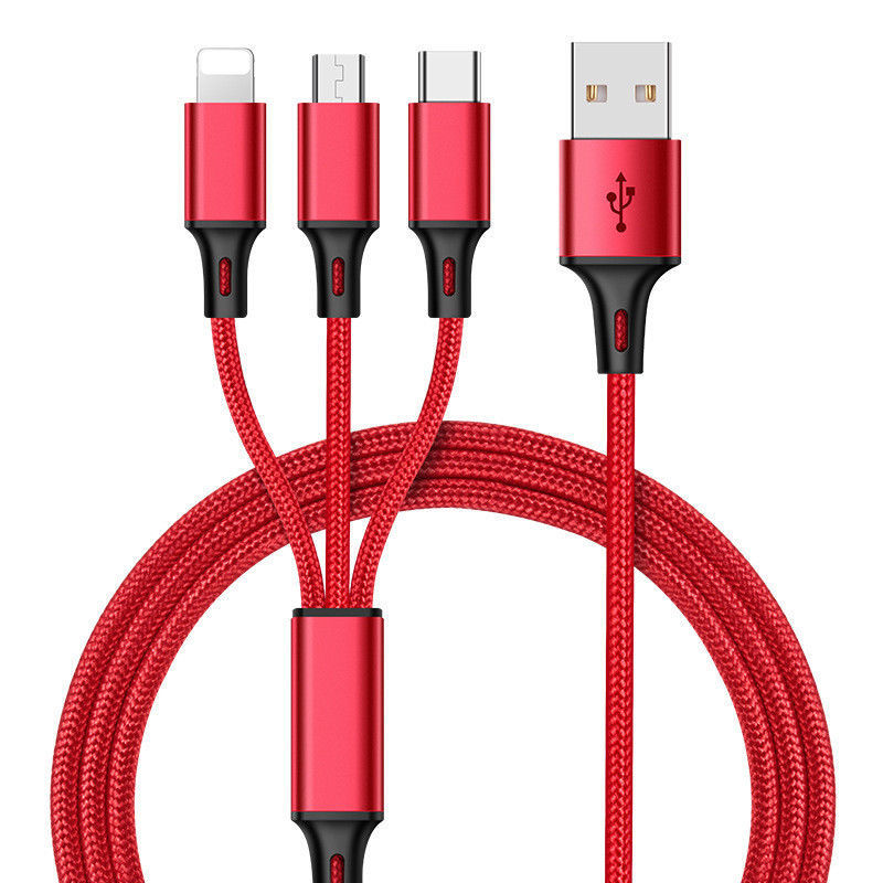 iDeaCase braided 3-in-1 fast charger and Data Cable compatible Android /iPhone