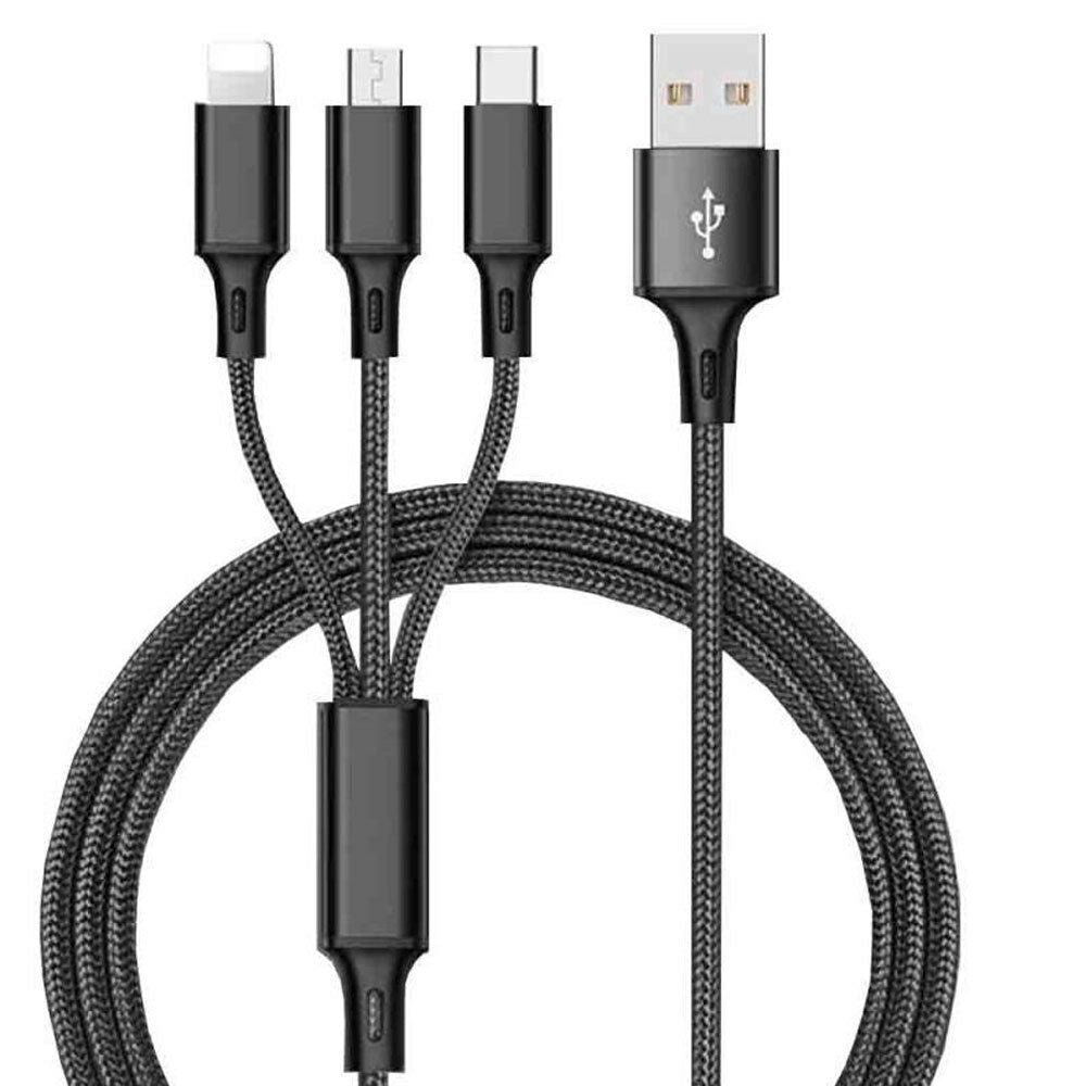 iDeaCase braided 3-in-1 fast charger and Data Cable compatible Android /iPhone