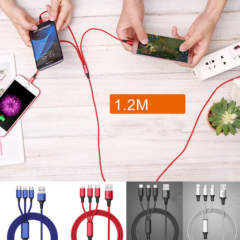 iDeaCase braided 3-in-1 fast charger and Data Cable compatible Android /iPhone