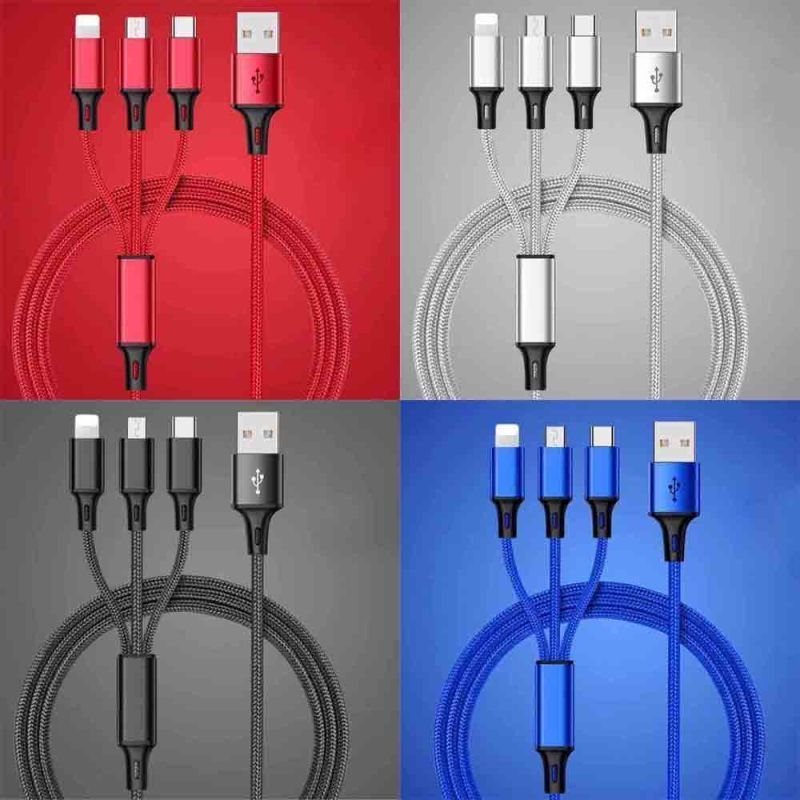 iDeaCase braided 3-in-1 fast charger and Data Cable compatible Android /iPhone