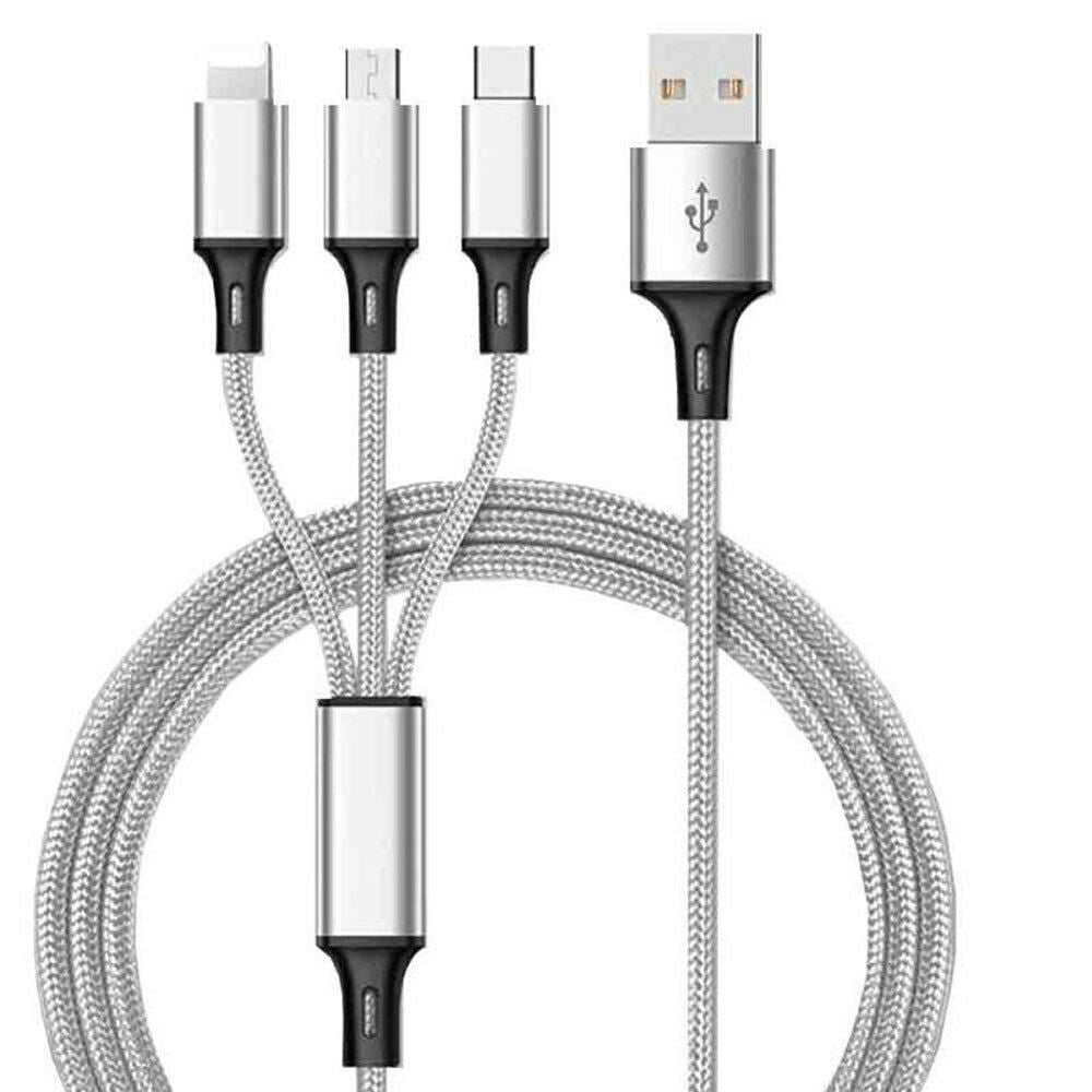 iDeaCase braided 3-in-1 fast charger and Data Cable compatible Android /iPhone