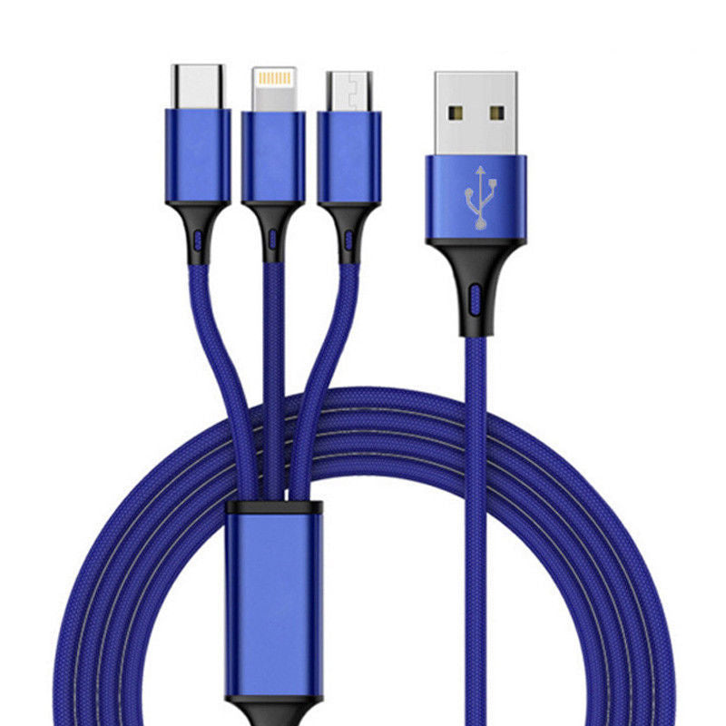 iDeaCase braided 3-in-1 fast charger and Data Cable compatible Android /iPhone